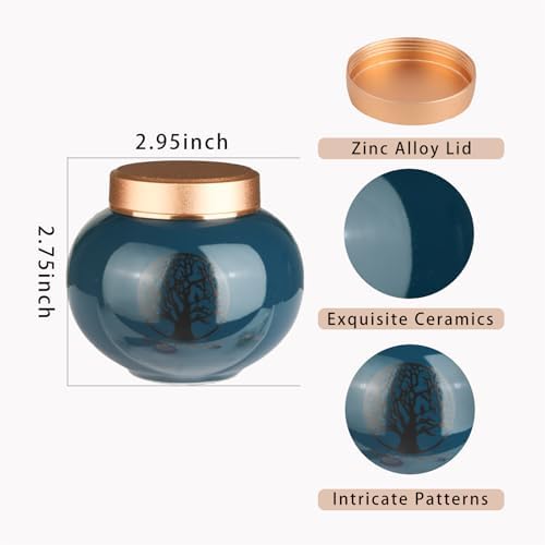 Ceramic Small Urn for Human Ashes Green