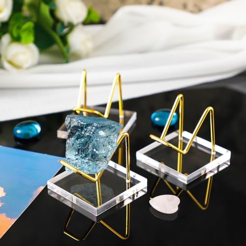 Wenqik 4 Pcs Crystal Display Stand with Metal Arms and Acrylic Base