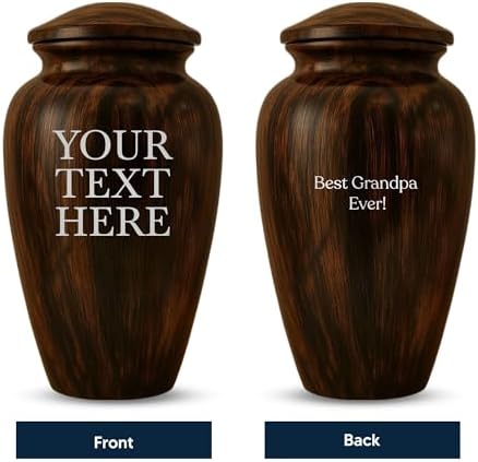 Custom Cremation Urn with Painted Wood Finish and Personalized Text