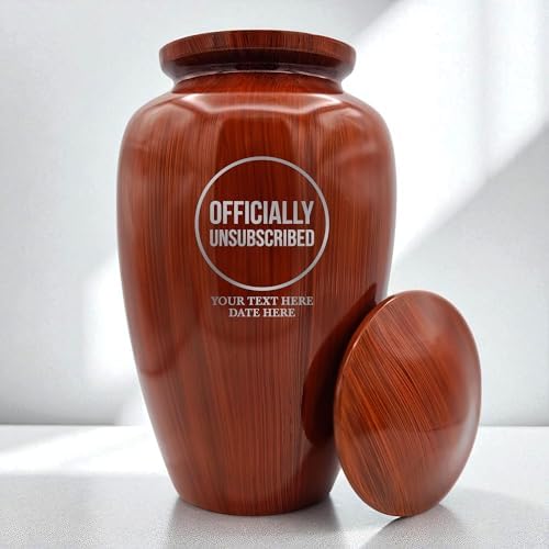 Custom Cremation Urn with Painted Wood Finish and Tech Funny Design