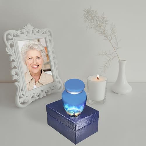 M MEILINXU Miniature Decorative Urn with Tree of Life Design