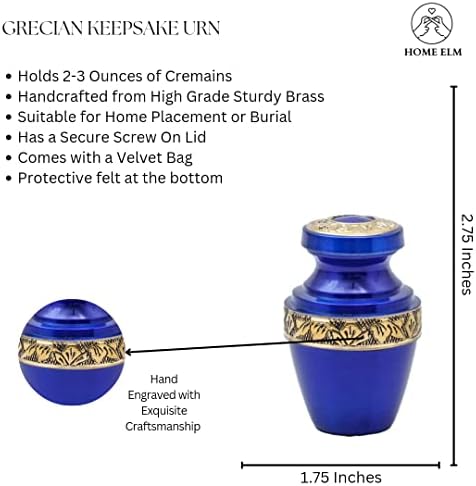Cremation Urns for Human Ashes - Handcrafted Grecian Urn with Velvet Bag