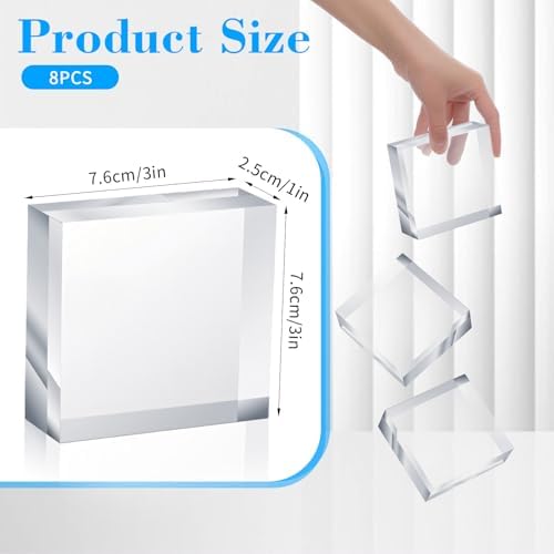 8 Pcs Acrylic Blocks Display Stand for Jewelry Trophy and Crystal Showcases