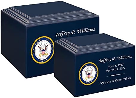 Stonewood Large Navy Emblem Cremation Urn 280 Cubic Inch