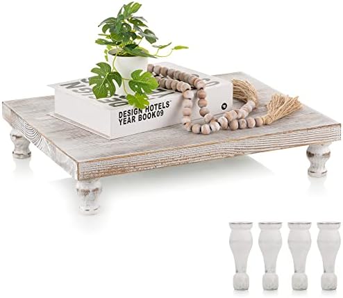 Hanobe Wooden Riser Decorative Tray with Farmhouse Style