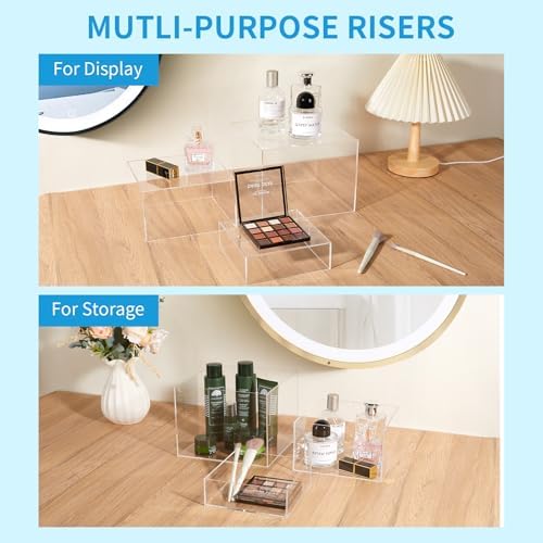 3Pcs Clear Acrylic Risers Display Stand for Jewelry Food
