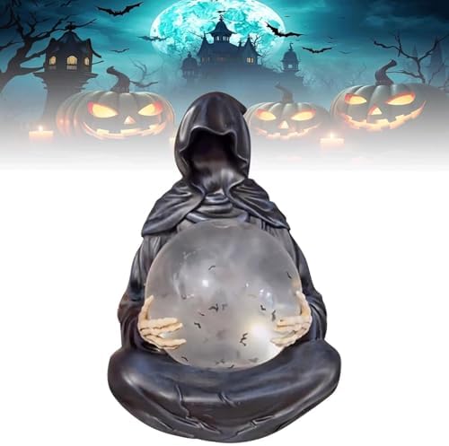Gothic Reaper Crystal Ball with Floating Bats