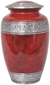 Home Elm Red Cremation Urn for Adult Ashes - Holds 210 Cubic Inches