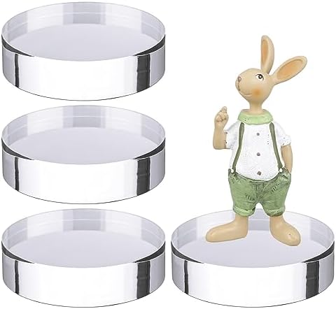 Barydat 4 Pack Clear Acrylic Round Display Blocks for Jewelry and Collectibles