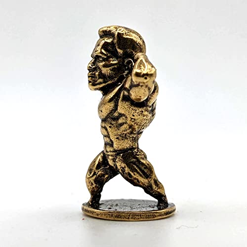 Brass Weightlifter Sculpture - Miniature Bodybuilder Statue