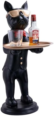 Cool Dog Sculpture with Plate for Home Decor