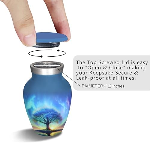 M MEILINXU Miniature Decorative Urn with Tree of Life Design