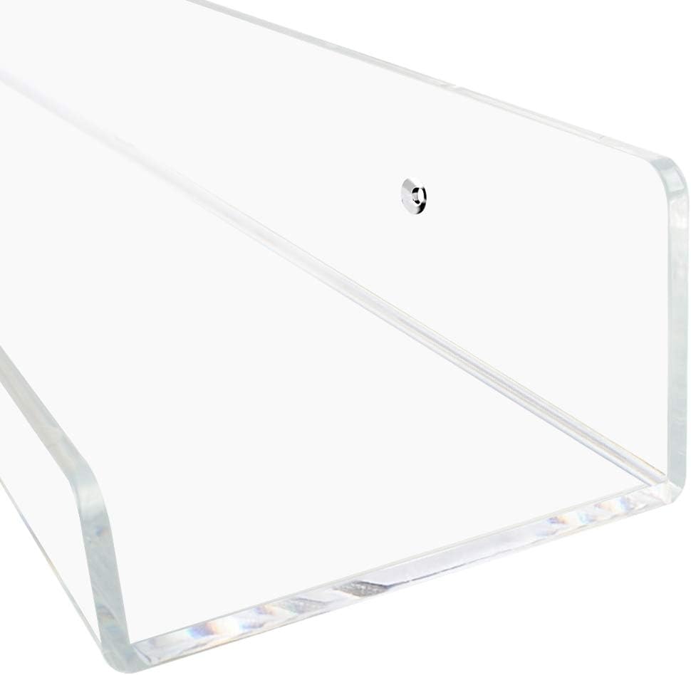Weiai Clear Acrylic Shelf 15 Inch Floating Wall Ledge Bookshelf 3 Pack
