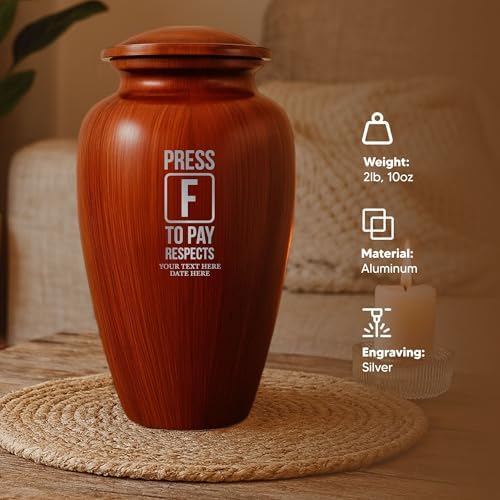 Custom Cremation Urn with Painted Wood Finish and Funny Engraving