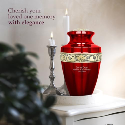 Trupoint Memorials Personalized Cremation Urns for Human Ashes - Grecian Red