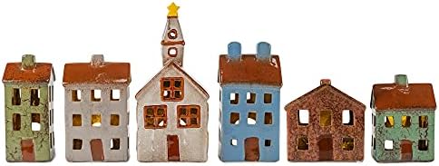Mark Feldstein Village Houses and Church LED Tea Light Set 12 Pieces