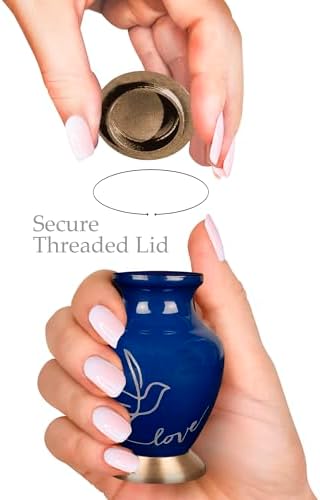 Trupoint Memorials Small Dark Blue Urns for Human Ashes Keepsake