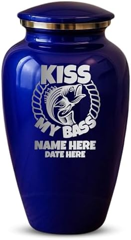Custom Cremation Urn with Funny Fishing Design Purple