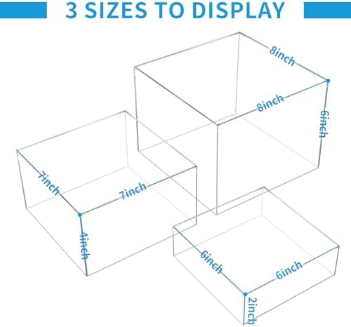 3Pcs Clear Acrylic Risers Display Stand for Jewelry Food