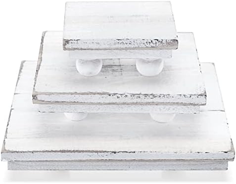 Thyle 3Pcs Square Wooden Tiered Display Riser Stands
