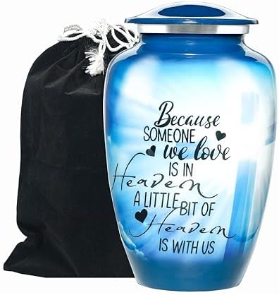 Handcrafted Blue Cross Urn for Human Ashes - 200 LBS Capacity