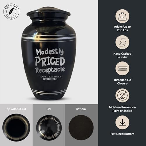 Personalized Aluminum Cremation Urn with Name and Humorous Design