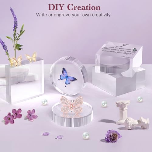 4 Piece Acrylic Display Stand Clear Round Cube Riser