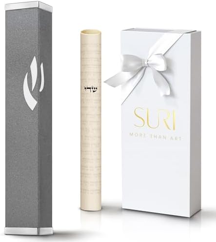 SURI Modern Mezuzah Case with Printed Scroll