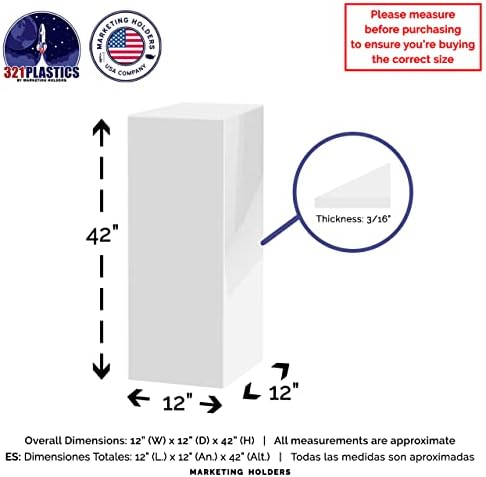 White Acrylic Display Cube Pedestal 12x12x42 Inch