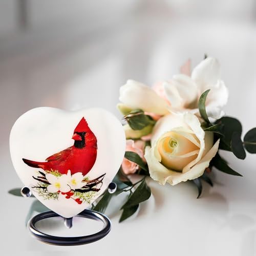 Trupoint Memorials Red Cardinal Heart Urn with Stand