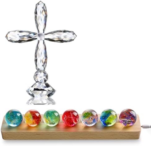 HD Crystal Cross Decor with 7pcs Glass Balls