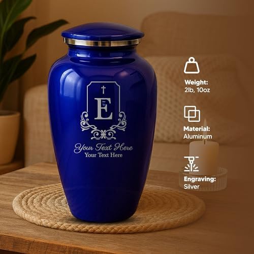 Custom Purple Metal Cremation Urn with 5 Designs
