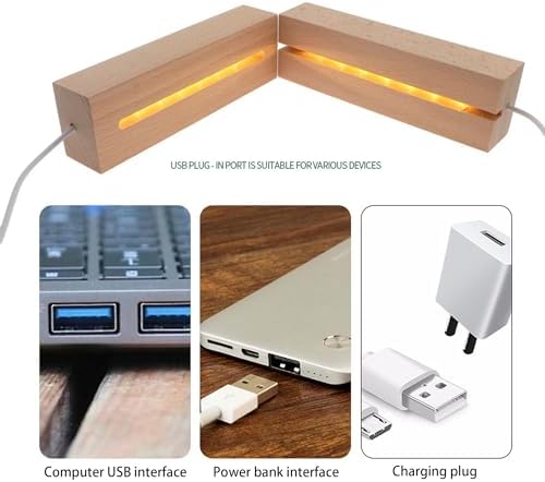 6 Inch Rectangle LED Wood Lighted Display Pedestal