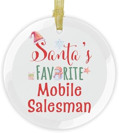 Santas Favorite Mobile Salesman Clear Glass Ornament