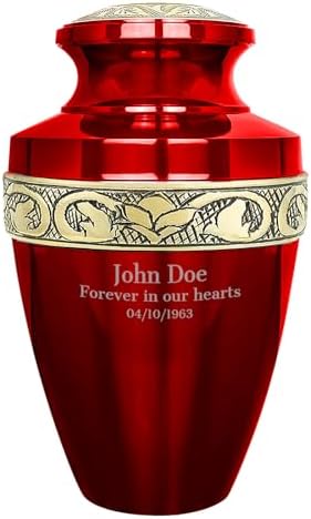 Trupoint Memorials Personalized Cremation Urns for Human Ashes - Grecian Red