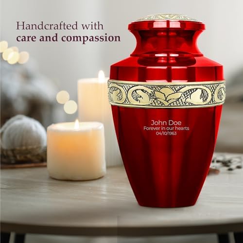 Trupoint Memorials Personalized Cremation Urns for Human Ashes - Grecian Red