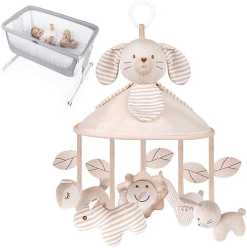Baby Crib Mobile with Music Box and Squeaker Rattles