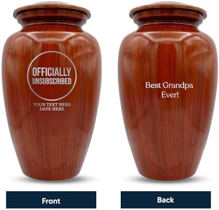 Custom Cremation Urn with Painted Wood Finish and Tech Funny Design