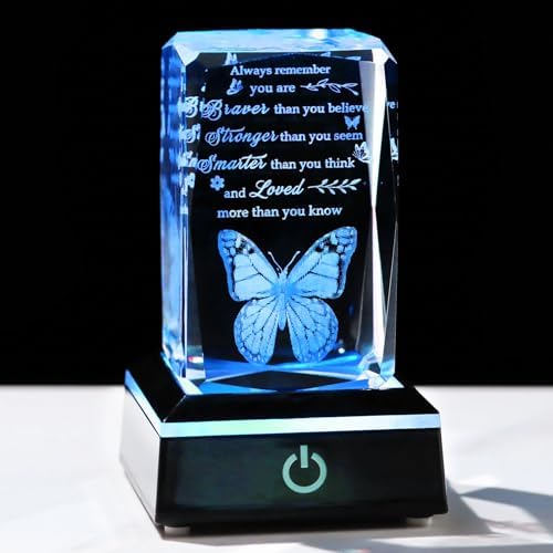 Movdyka 3D Crystal Butterfly Inspirational Gift with LED Base