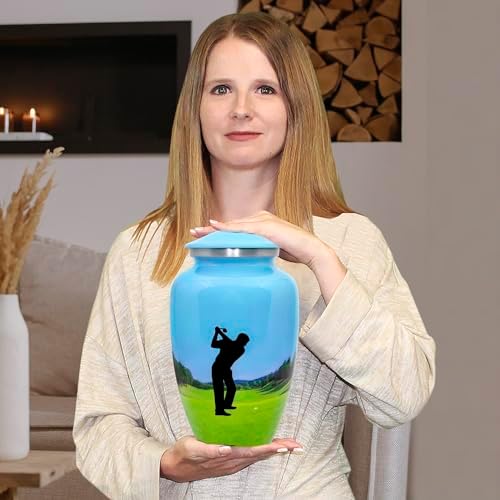 Trupoint Memorials Cremation Urn for Ashes - Blue Green Golf Design