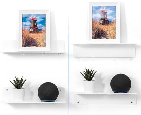 OAPRIRE White Acrylic Floating Shelves Set of 2
