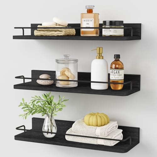 Forbena Black Floating Shelves Set of 3 for Wall