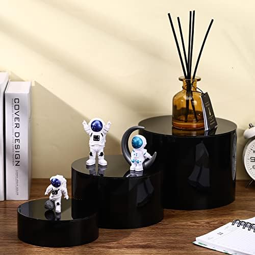 Weysat 3 Pcs Acrylic Risers for Display Black Cylinder Nesting