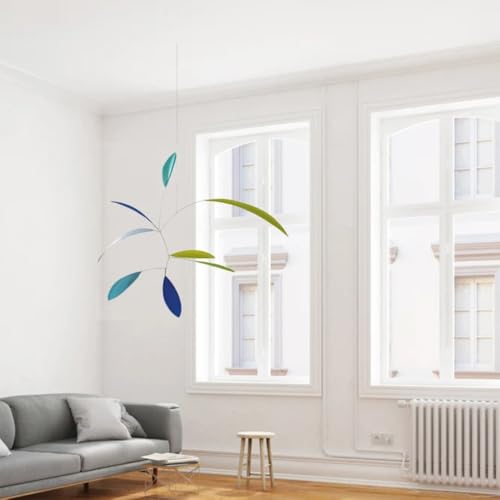 Green and Blue Leaf Hanging Mobile for Home Decor