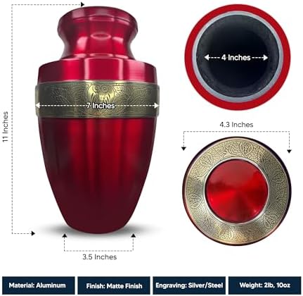 Elite Funny Bowling Urn with Custom Engraving Gold Rim 200 Lbs Capacity Red