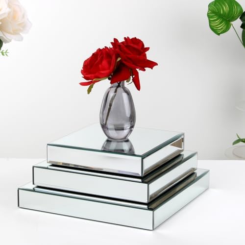 Silver Mirror Display Riser Stand Set 3 Sizes