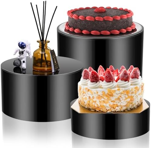 Weysat 3 Pcs Acrylic Risers for Display Black Cylinder Nesting