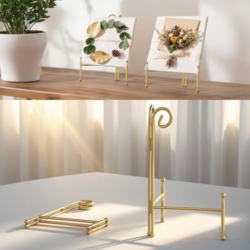 Foldable Metal Plate Stand 2-Pack 6-inch Gold