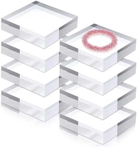 8 Pcs Acrylic Blocks Display Stand for Jewelry Trophy and Crystal Showcases