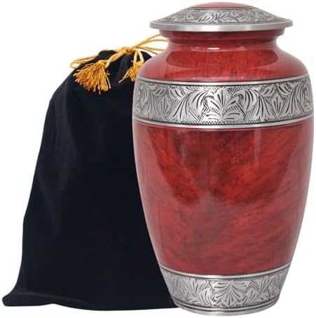 Home Elm Red Cremation Urn for Adult Ashes - Holds 210 Cubic Inches
